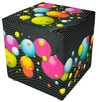 PSYWORK 40cm Sitzhocker Neon Cube Happy Bubbles