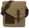VASCHY Klein Umhängetasche Herren, Vintage Leinwand Herrentasche Echtes Leder Schultertasche Klassische Kuriertasche Crossbody für Arbeit, Schule, Alltag Khaki