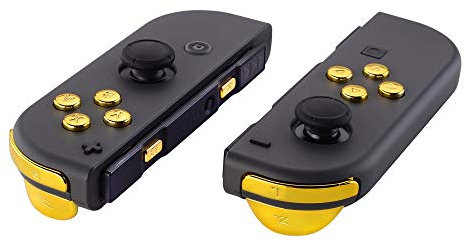 eXtremeRate Tasti Ricambio per Nintendo Switch/OLED Joycon, Pulsanti Direzionali ABXY Trigger Grilletto Pezzi Kit per Controller Joystick con Cacciaviti,Senza Joycon-Oro Cromo