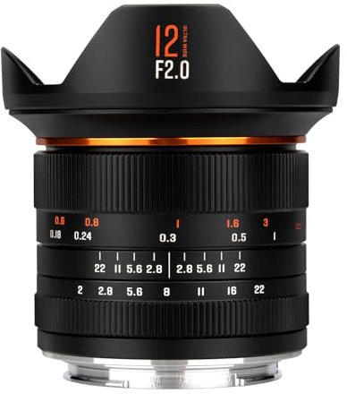Brightin Star Objectif 12 mm F2 à mise au point manuelle pour appareils photo Panasonic Olympus Micro 4/3 sans miroir, MFT APS-C ultra grand angle grande ouverture, convient pour LUMIX G7, G7KS, GX85,