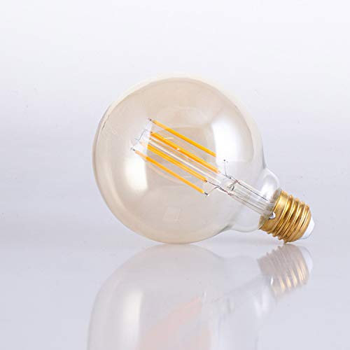 Paco Home Glühbirne G95 Für E27 Fassung, Vintage-Leuchtmittel m. Bernsteinglas Dimmbar, Farbe: Bernstein 1er Set