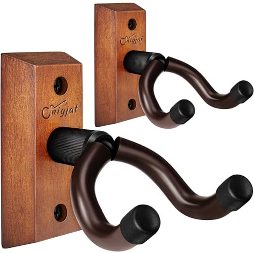 Gitarrenwandaufhänger, 2 Stück Gitarrenwandhalterung, Gitarrenaufhänger Wandhaken Halter Ständer mit Schrauben, Hartholz Gitarre Wandhalterung Aufhänger für akustische E-Gitarre Bass Banjo Mandoline