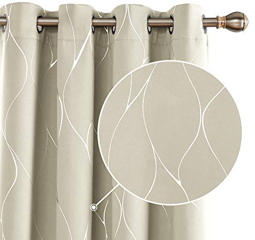 Deconovo Sichtschutz Gardinen mit Ösen dicke Thermovorhang Kälteschutz Thermogardine Hitzeschutz, Blackout Vorhänge, Gardinen Kinderzimmer für Mädchen, 240x140 cm(HöhexBreite), Creme, 2er Set