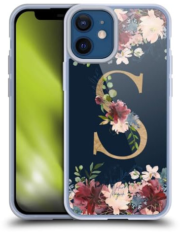 Head Case Designs Offizielle Nature Magick Letter S Blumiger Monogramm Gold Navy 2 Gelhülle [Militärischer Schutzgrad] Kompatibel Mit Apple iPhone 12 Mini Und Kompatibel Mit MagSafe