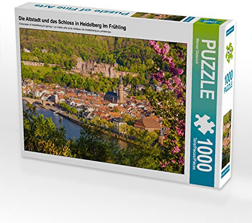 CALVENDO Puzzle Die Altstadt und das Schloss in Heidelberg im Frühling | 1000 Teile Lege-Größe 64 x 48 cm Foto-Puzzle für glückliche Stunden
