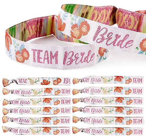 BETESSIN JGA Armbänder Set für Frauen, 1 x Bride + 11 x Team Bride Armbänder JGA Deko für Junggesellinnenabschied Braut Hochzeit Hen Party Accessoires