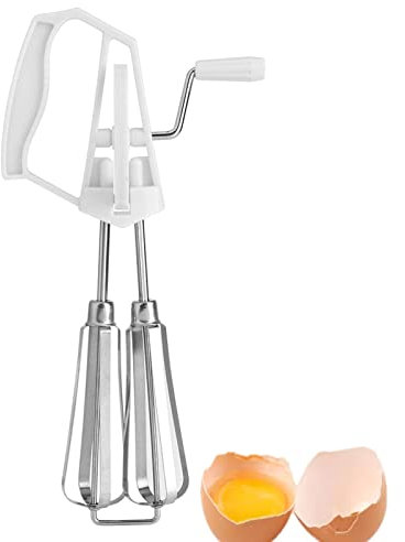 Batteur à Oeufs, Acier Inoxydable Classique À Manivelle Style Fouet Mélangeur Outil De Cuisine Fournitures De Cuisine(blanc)