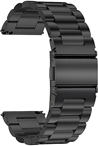 TStrap Bracelet de Montre Métal 20mm - Bracelets de Montres Remplacement à Dégagement Rapide Noir pour Homme et Femme - Montre Bracelet en Acier Inoxydable pour Smartwatch