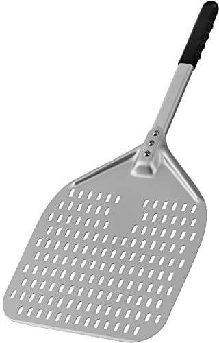 Vivo Technologies Aluminum Perforated Pizza Peel 12 Inch Perforated Pizza Peel with Long Handle Non-Stick Pizza Shovel for Professional Bakery Baking Pizza, Bread