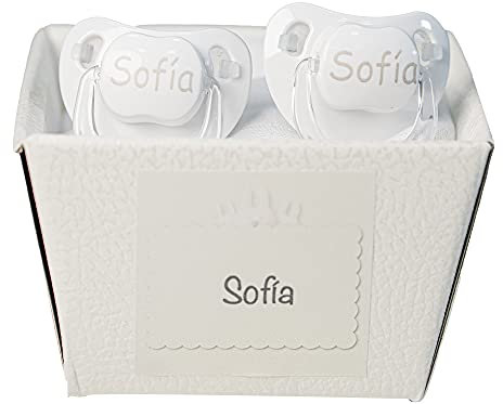 Schnuller für Babys, personalisierbar mit Namen, für Babys von 0-6 Monaten, BPA-frei, präsentiert in eleganter Vintage-Box (Neutral, 2 Schnuller) | BebeDeParis