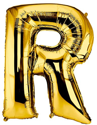 DekoRex Folienballon Gold 82cm Luftballon Geburtstag Hochzeit Deko (Buchstabe R)