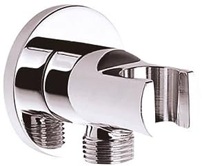 Wandanschlussbogen mit Brausehalter und Schlauchanschluss Messing verchromt 1/2 x 1/2