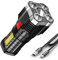 Torches Led Super Bright, Five-Nuclear Explosion LED Flashlight Strong Light Rechargeable, Led Spotlight Flashlight Portable Powerful Searchlight with 4 Lighting Modes (Silver)