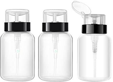 3 PCS 200ML Empty Push Down Lockable Pump Dispenser Bottle Refillable Press Bottle Container Holder for Hand Sanitizer Makeup Remover Nail Polish