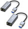 BENFEI adaptateur USB vers Ethernet, adaptateur réseau LAN USB 3.0 vers 10/100/1000 Gigabit Ethernet compatible pour MacBook, Surface Pro, ordinateur portable avec Windows 7/8/10, XP, Vista, Mac, 2Pcs