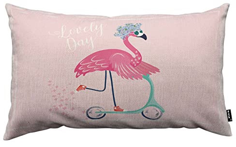 TKS MITLAN Niedlicher Flamingo mit Sonnenbrillen-Kissenbezug, 30,5 x 50,8 cm, süßer Vogel mit Rollerkissen, dekorative Wurfkissen, Bauernhaus-Dekoration für Zuhause, Kissenbezug