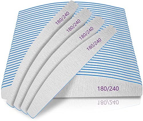 BLESWIN Nail Files, 50Pcs Nail File Professional 180/240 Grit, Nail Files for Natural Nails, Nails File Set Washable and Reusable, Emery Board for Nails