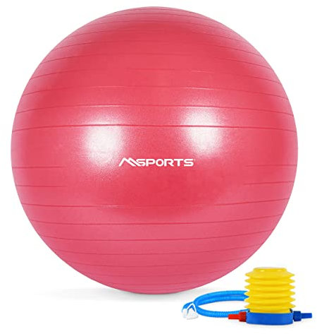 Gymnastikball Premium | Pilates Ball - Anti Burst inkl. Pumpe + Workout App + Übungsposter | Pezziball 55 cm - 105 cm Medizinball - Fitnessball 105 cm, Bordeaux Sitzball