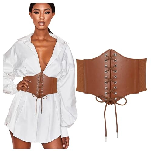 WHIPPY Damen Schnürkorsett gebundener Waspie Breitgürtel elastischen Korsett Taille Gürtel Schnürgürtel