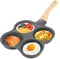 Pwshymi Poêle à Omelette 4 Trous, Poêle à Pancakes Poêle à Crêpes Antiadhésive en Aluminium avec Poignée Calorifuge pour Oeuf, Hamburger