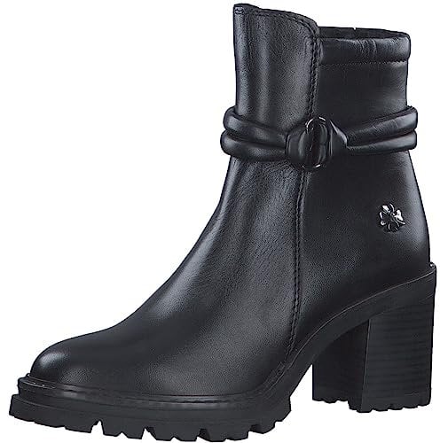 MARCO TOZZI by Guido Maria Kretschmer Damen Stiefeletten mit Absatz aus Leder Blockabsatz, Schwarz (Black), 40