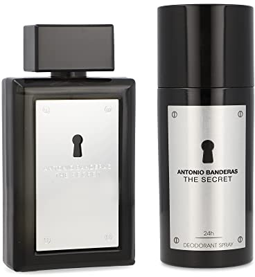 Banderas Perfumes - The Secret Gift Set for Men EDT 100 ml + Deodorant 150 ml - Long Lasting - Elegant, Sexy and Masculine fragrance - Fruity and Leather Notes - Ideal for Day Wear