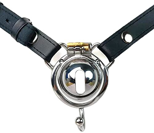 QgLust Peniskäfig Metall Cb Cock Cage Penis Cage Cockcage Glatt Bondage Set Keuschheitsgürtel Für Herren（Gebogener Ring 50mm+ Gürtel）