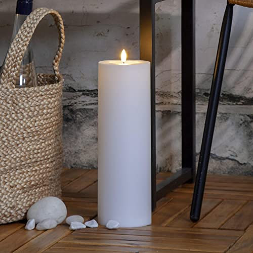 Star LED Kerze Flamme Rak – Weiße Outdoor-Kerze mit realistischer Flamme, Dämmerungssensor & 6h-Timer, 32,5 cm, IP44 wetterfest, batteriebetrieben, für Innen & Außen