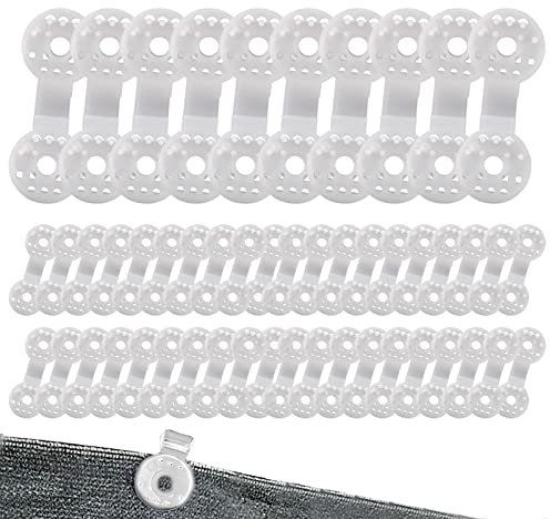 50 Pièces Clips pour Toile D'ombrage, Fixation pour Bache, Clip Spécial avec Œillet, Fixation Traités Anti-UV pour Brise Vue, pour Toile Clôture, Filet D'ombrage, Tissu Coupe-Vent