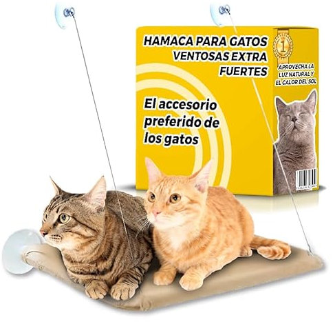 Hamaca Gato Ventana - Cama Gato Ventana con Ventosas ExtraFuertes - Soporta hasta 18 kg - Cama Colgante para Gatos de Todos los Tamaños - Hamaca Gatos Fácil Montaje