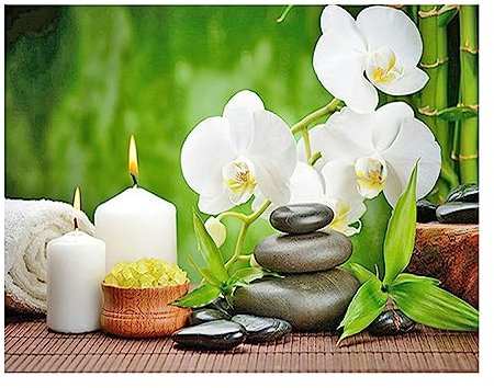 SHEGZHUC Square Diamond Painting Landschaft Zen 50x40cm Diamond Painting Orchideen Quadratische Steine Malen nach Zahlen Orchidee Diamond Painting Erwachsene Orchideen Daiments Painting Orchideen