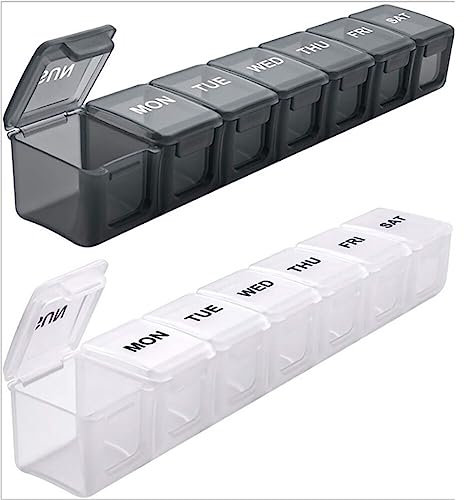 Tablettenbox 14 Tage,Große Pillendose 7 Fächer Tablettendose Leicht Zu Öffnen Medikamentendosierer Wochenbox Pillenbox Tabletten Organizer für Vitamine Medikamente Aufzubewahren