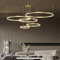 JIAODIE LED-Pendelleuchte Modern Dimmbar Hängeleuchte Ring Kreis Hängelampe Esstisch Pendellampe Aluminium Kronleuchter DeckeLampe Für Wohnzimmer,Color : Gold, Größe : 5 rings/100+80+60+40+20CM/148W