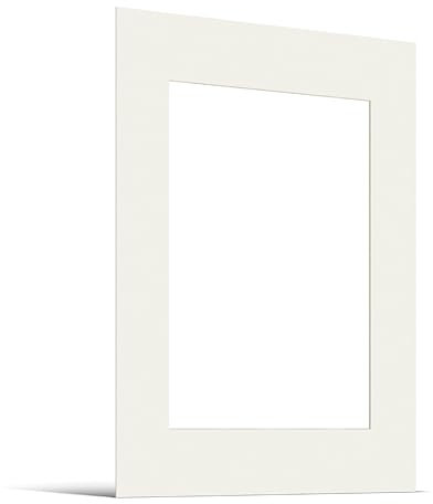 JUNOMI® Passepartout 30x40 cm Außenmaß – für Bildformat DIN A4 (21x29,7 cm) – 1,5 mm Dicke – Farbe Cremeweiß