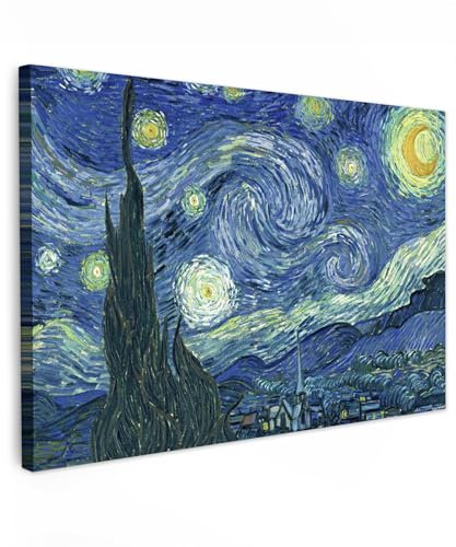 MuchoWow© Leinwandbild Groß 120x80 cm XXL Dekoration Wohnzimmer Bilder Aufhängen Wall Decoration Living Room Wohnungs Deko Moderne Sternennacht - Gemälde - Alte Meister - Vincent van Gogh