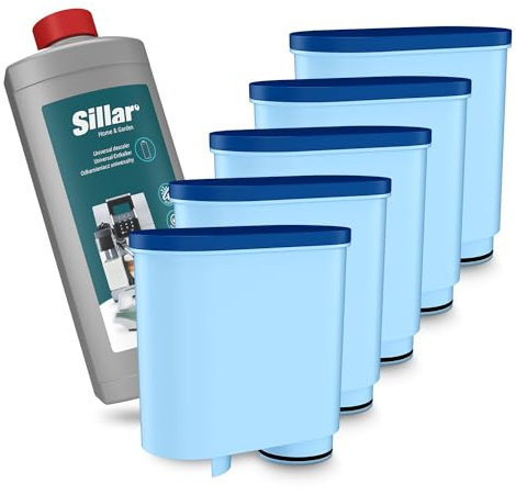 SILLAR 5x Filtro Acqua per Macchinae da Caffè, Filtro Acqua Anticalcare Compatibile con AquaClean CA6903/10 CA6903/22 CA6903 CA6903/01 Aquaclean Filtro Acqua + Decalcificante Sillar 1L