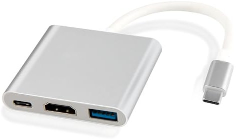 USB C to HDMI Adapter with Charging, YCTech USB-C Digital Av Multiport Adapter for MacBook Pro/Air, iPad Pro, Samsung, Google Chromebook, Huawei, Switch XPS with 4K HDMI, USB 3.0 & 100W PD (Silver)