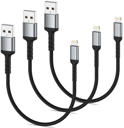 ULIFTUS Cavo di ricarica rapido da 0,2 m, nylon, 20 cm, USB A su Lightning per iPhone, compatibile con Apple iPhone 14, 13, 12, 11, Pro Max Xs Xr X 8, 7