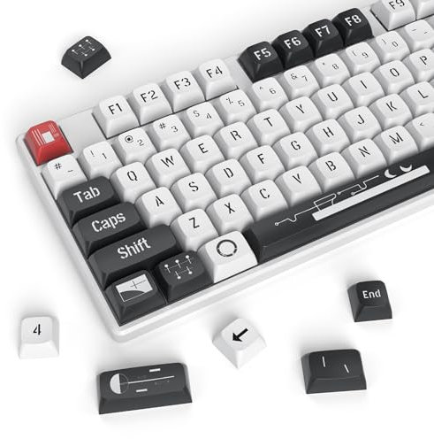 Ussixchare PBT Keycaps XDA Profile Black & White Custom Keycaps Set for 61/64/68/84/87/100/104 MX Switches Mechanical Keyboard