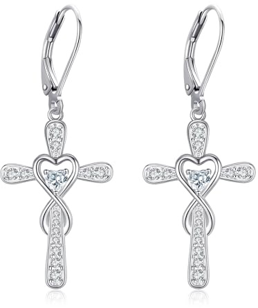 VONALA Kreuz Leverback Ohrringe für Frauen Sterling Silber Philipper 4:13 Ich kann alle Dinge tun, inspirierende Ohrringe Kreuz Schmuck für Frauen Männer