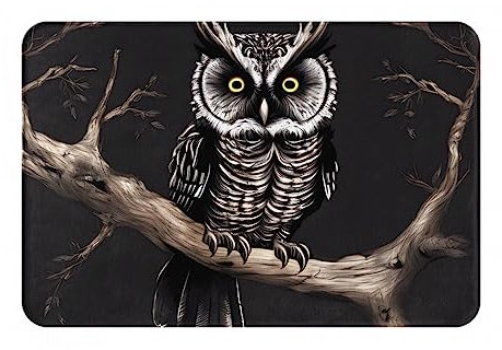 KONJEELIO Fußmatte mit Eule für drinnen und draußen, saugfähige und rutschfeste Fußmatte für den Eingang, 60 x 40 cm