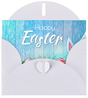 JBYJBX Osterei-Hasen-Gras-Holzdruck-Grußkarten, halbgefaltet, 10,2 x 15,2 cm, für alle Anlässe, verschiedene Designs für Geburtstag, Hochzeit