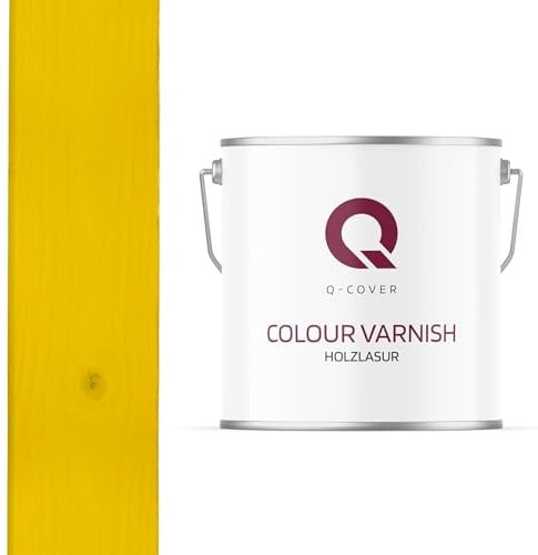 Q-Cover Holzlasur Gelb 5L (ca.25m²-1 Anstrich) Satin Holzschutz Holzschutzlasur Lasur Wasserbasierte Innen Außen Lasur Abperleffekt Für Holz