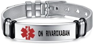 Pulseras de identificación de alerta médica, acero inoxidable plateado, anticoagulante ajustable para diabetes y epilepsia