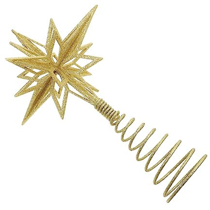 Beatifufu weihnachtsbaumspitze Stern Weihnachtsbaumband beleuchtete Baumspitze Heimdekorationen weihnachtsdeko büro Dekoration Golddekor Stern-Weihnachtsbaumkrone Christbaumschmuck Eisen