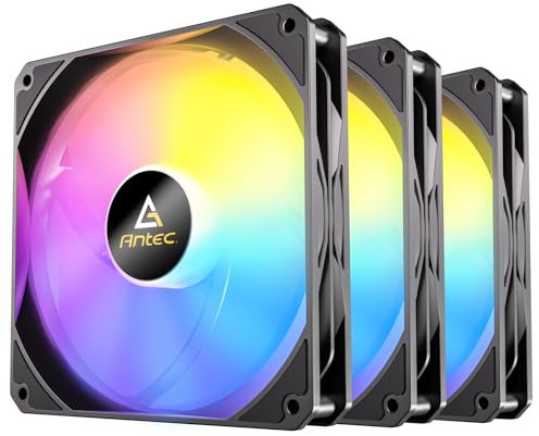 Antec PWM PC Fans, 4 Pin PWM, 3 Pin Addressable RGB fans, 140mm Fan, 73.61CFM Case Fans, Computer Fans with 1350 RPM, Performance Series, 3 Packs