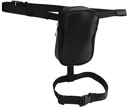 Damen-Beintasche mit Oberschenkelgurt, wasserdichte Tasche aus PU-Leder mit Großer Kapazität für den Täglichen Gebrauch Im Freien, Geeignet für Festivals, Freizeitparks (Black)