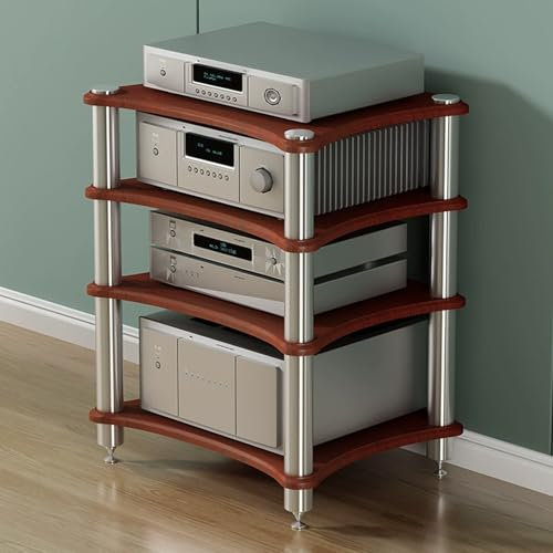DSEWTEZXI Heavy Duty Audio Component Rack, Amplifier Rack Shelf media stand, Audio-video Shelving media console cabinet, media center dvd shelf Equipment Cabinet, small corner entertainment center.