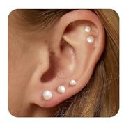 ZHESHY 5 Paar Ohrringe Silber 925 Set Ohrstecker Gold Damen 14K Vergoldet 925 Sterling Silber Stecker Kleine Süßwasserperlen Rund Zirkonia Wasserfest Hypoallergen Ohrringe Mehrere Ohrlöcher Schmuck