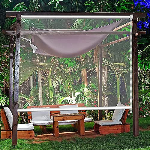 Grande tenda avvolgibile per pergola da esterno, per cassiere, receptionist, con tende trasparenti, ideale per terrazza, cortile, balcone, patio e portico